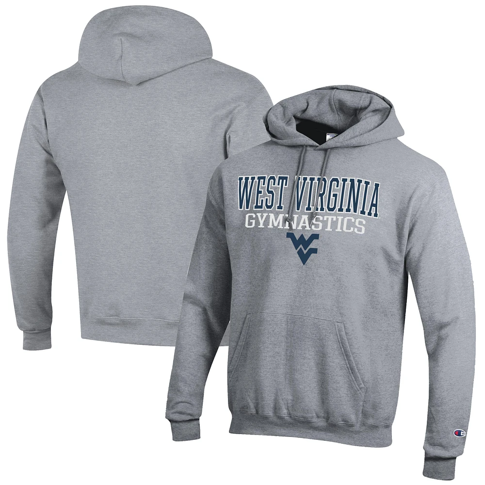 Men's Champion Gray West Virginia Mountaineers Gymnastics Stack Powerblend Pullover Hoodie