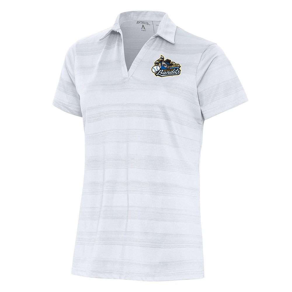 Women's Antigua White Quad Cities River Bandits Compass Polo