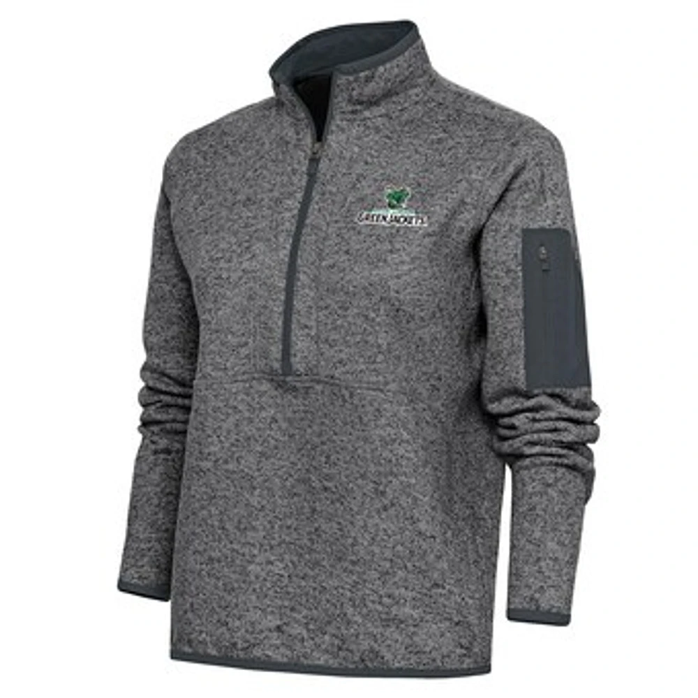 Women's Antigua Heather Charcoal Augusta GreenJackets Fortune Half-Zip Pullover Jacket