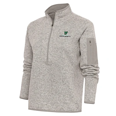 Women's Antigua Oatmeal Augusta GreenJackets Fortune Half-Zip Pullover Jacket