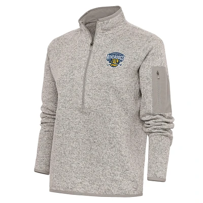 Women's Antigua Oatmeal Charleston RiverDogs Fortune Half-Zip Pullover Jacket
