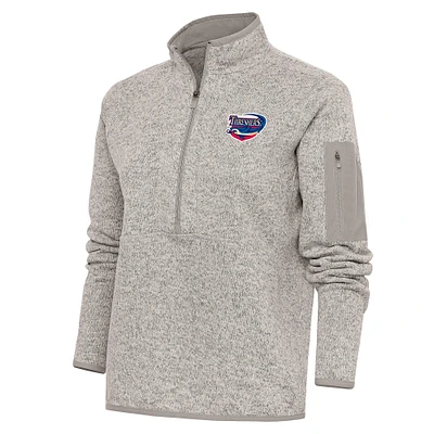 Women's Antigua Oatmeal Clearwater Threshers Fortune Half-Zip Pullover Jacket