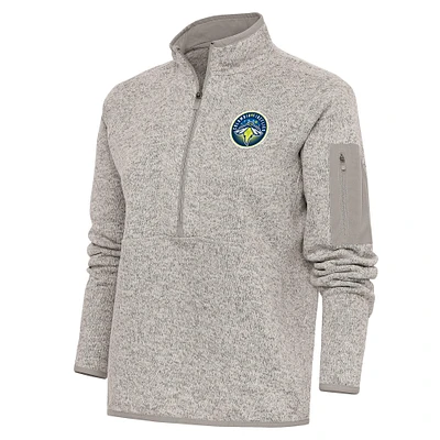 Women's Antigua  Oatmeal Columbia Fireflies Fortune Half-Zip Pullover Jacket