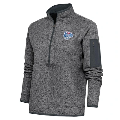 Women's Antigua Heather Charcoal Corpus Christi Hooks Fortune Half-Zip Pullover Jacket
