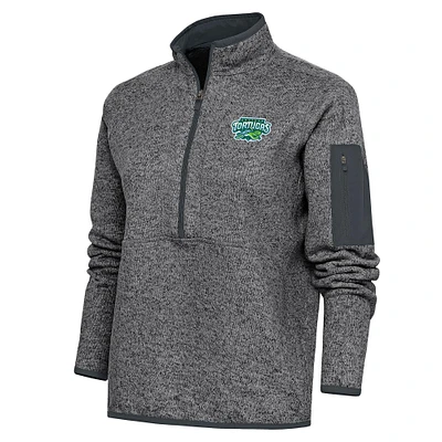 Women's Antigua Heather Charcoal Daytona Tortugas Fortune Half-Zip Pullover Jacket