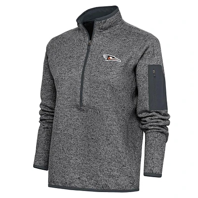 Women's Antigua Heather Charcoal Delmarva Shorebirds Fortune Half-Zip Pullover Jacket