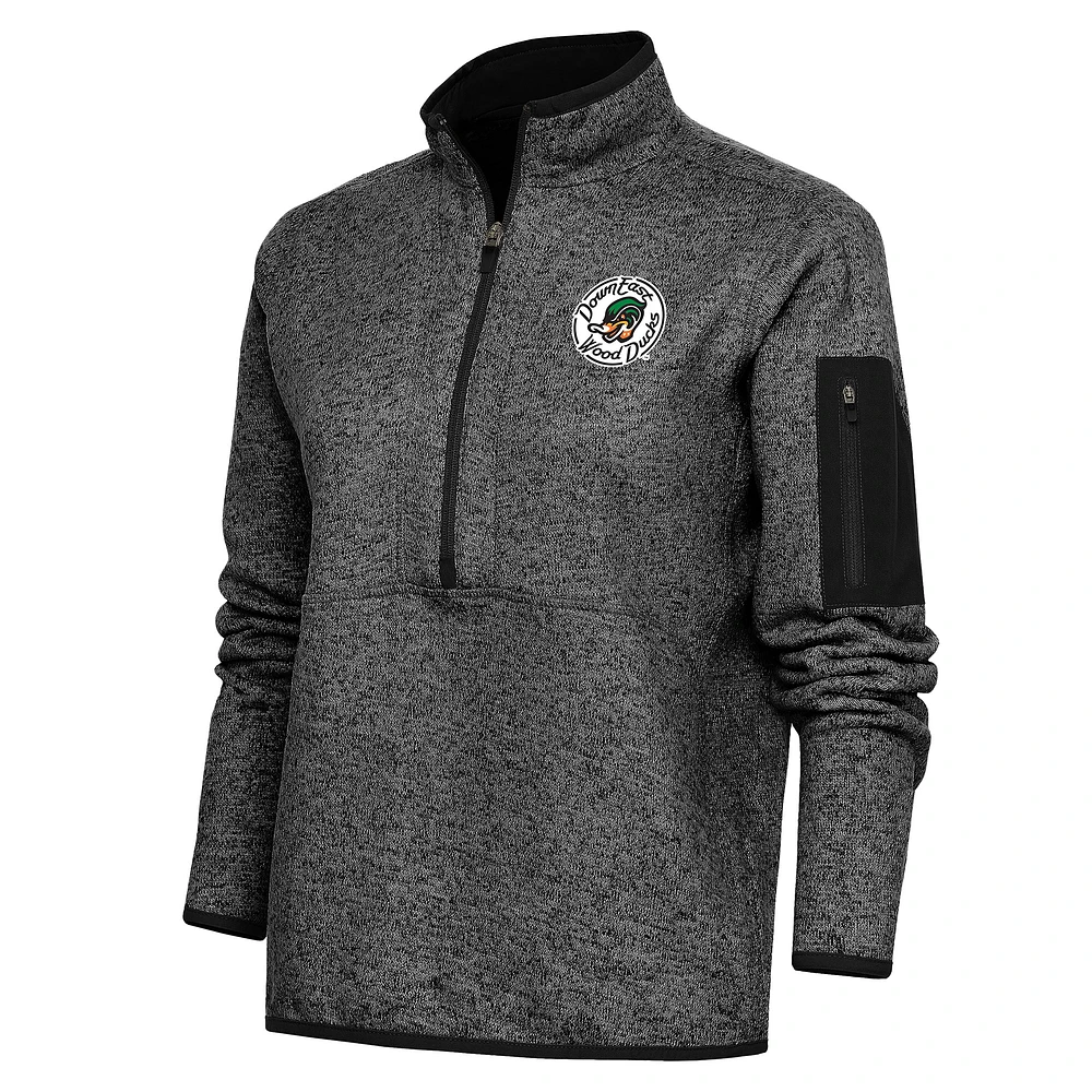 Women's Antigua Heather Down East Wood Ducks Fortune Half-Zip Pullover Jacket