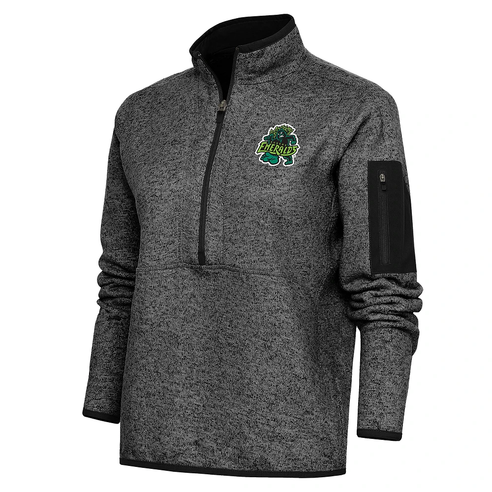 Women's Antigua Heather Eugene Emeralds Fortune Half-Zip Pullover Jacket