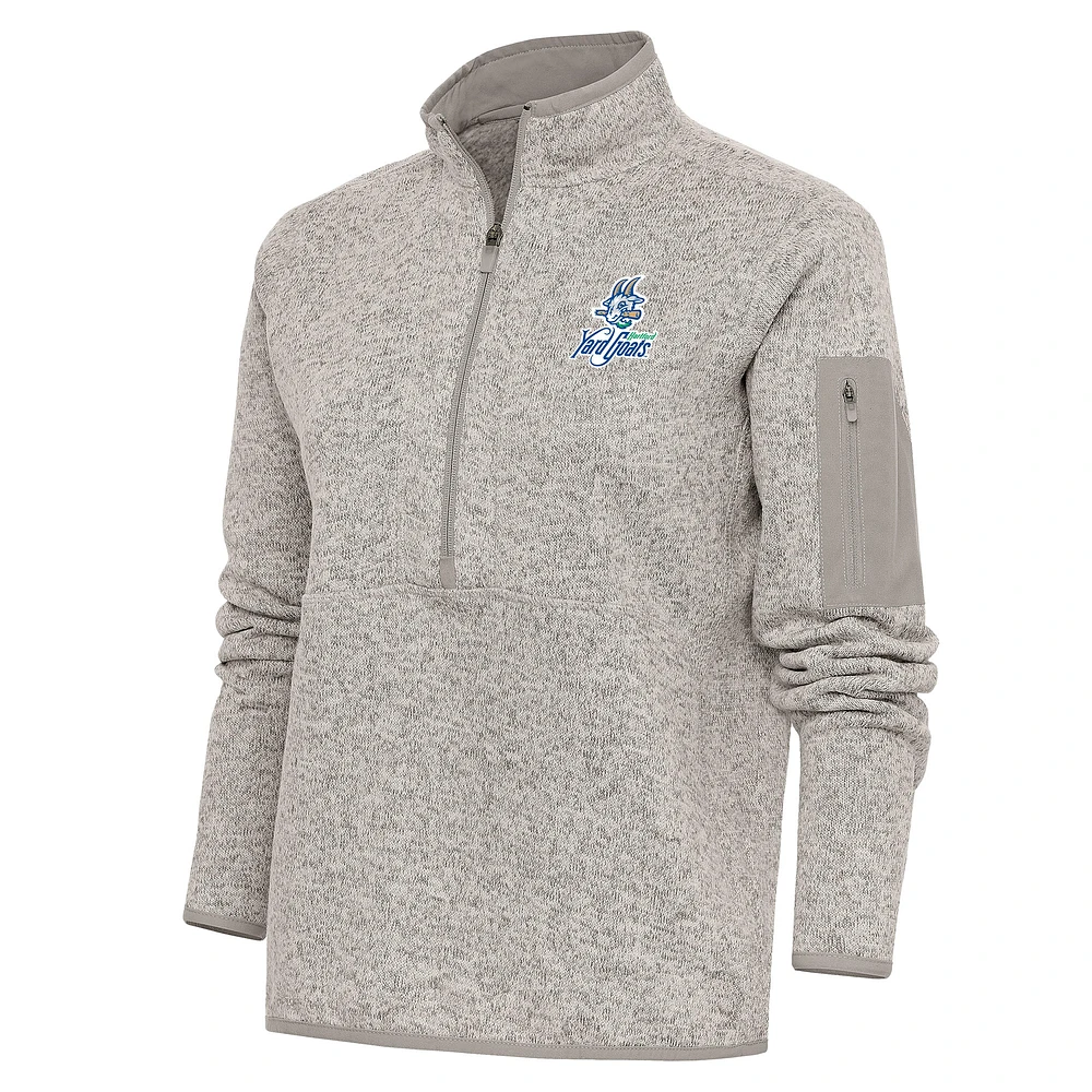 Women's Antigua Oatmeal Hartford Yard Goats Fortune Half-Zip Pullover Jacket