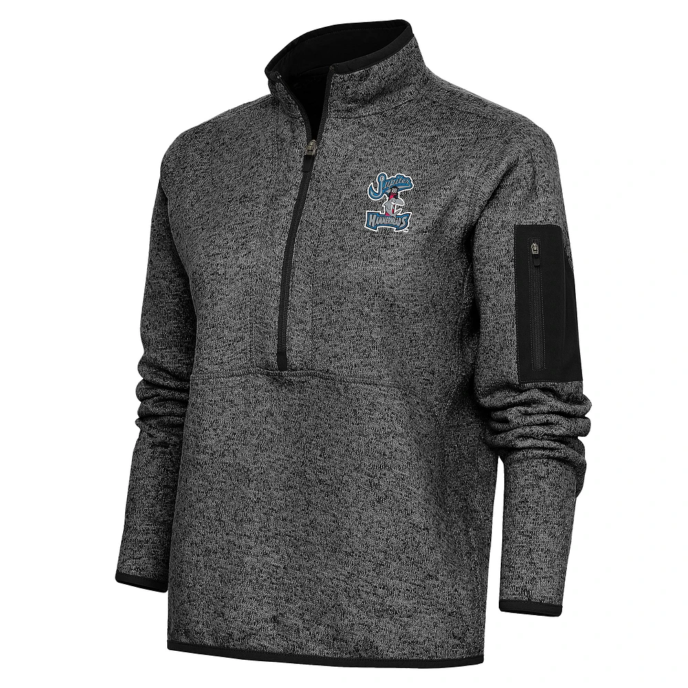 Women's Antigua Heather Jupiter Hammerheads Fortune Half-Zip Pullover Jacket