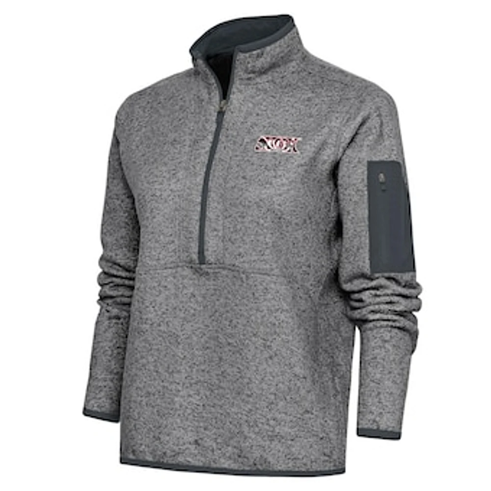Women's Antigua Heather Charcoal Lake Elsinore Storm Fortune Half-Zip Pullover Jacket