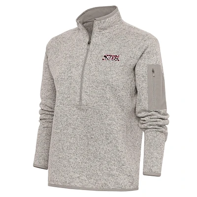 Women's Antigua Oatmeal Lake Elsinore Storm Fortune Half-Zip Pullover Jacket