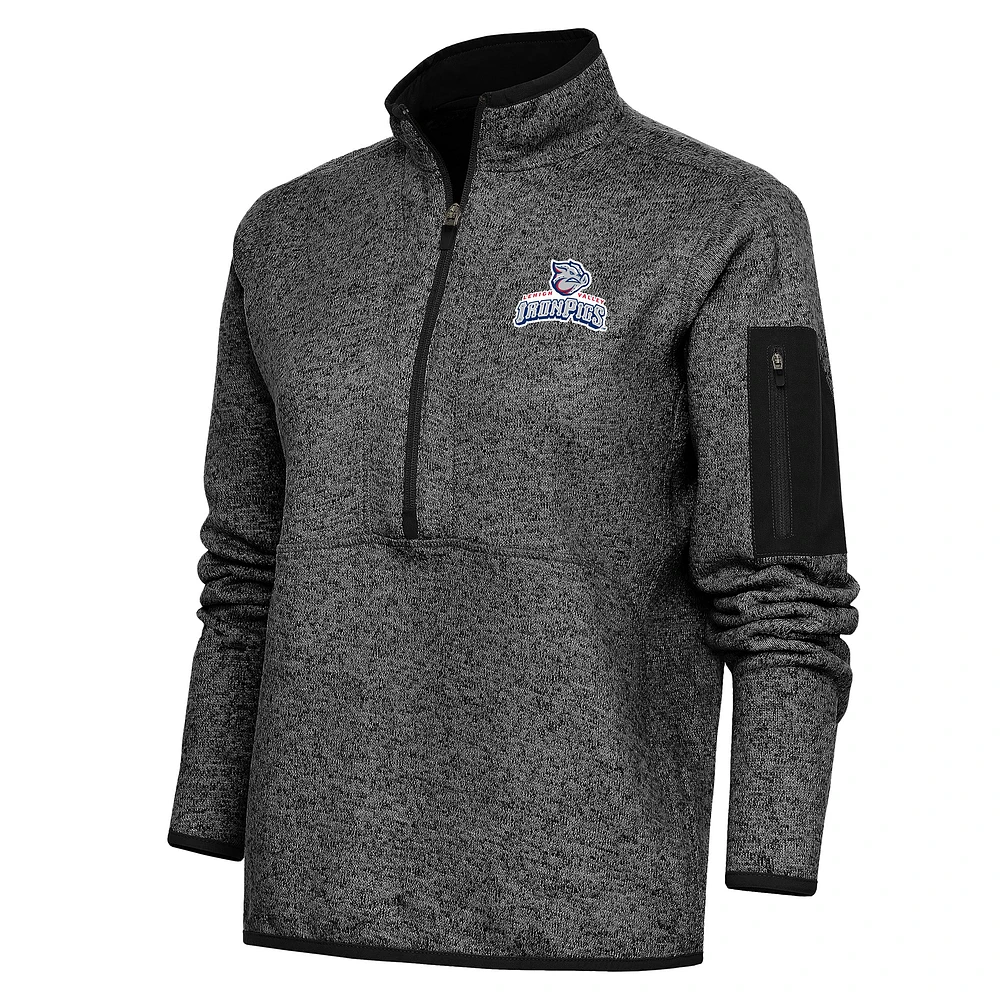 Women's Antigua Heather Lehigh Valley IronPigs Fortune Half-Zip Pullover Jacket