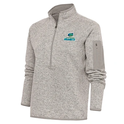 Women's Antigua Oatmeal Lynchburg Hillcats Fortune Half-Zip Pullover Jacket