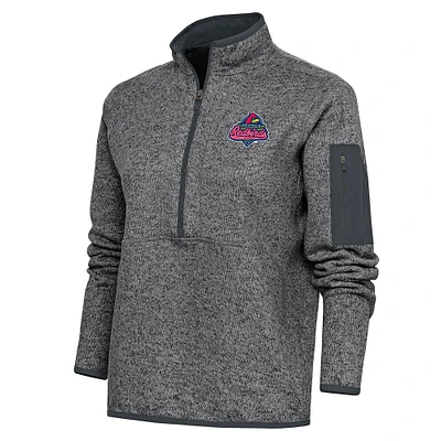 Women's Antigua Heather Charcoal Memphis Redbirds Fortune Half-Zip Pullover Jacket