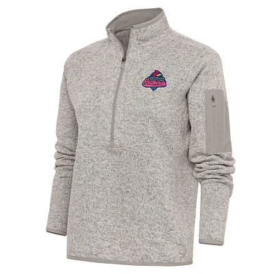 Women's Antigua  Oatmeal Memphis Redbirds Fortune Half-Zip Pullover Jacket