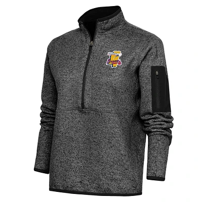 Women's Antigua Heather Mississippi Braves Fortune Half-Zip Pullover Jacket
