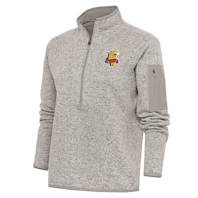 Women's Antigua  Oatmeal Mississippi Braves Fortune Half-Zip Pullover Jacket