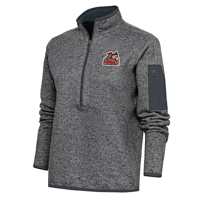 Women's Antigua Heather Charcoal Modesto Nuts Fortune Half-Zip Pullover Jacket