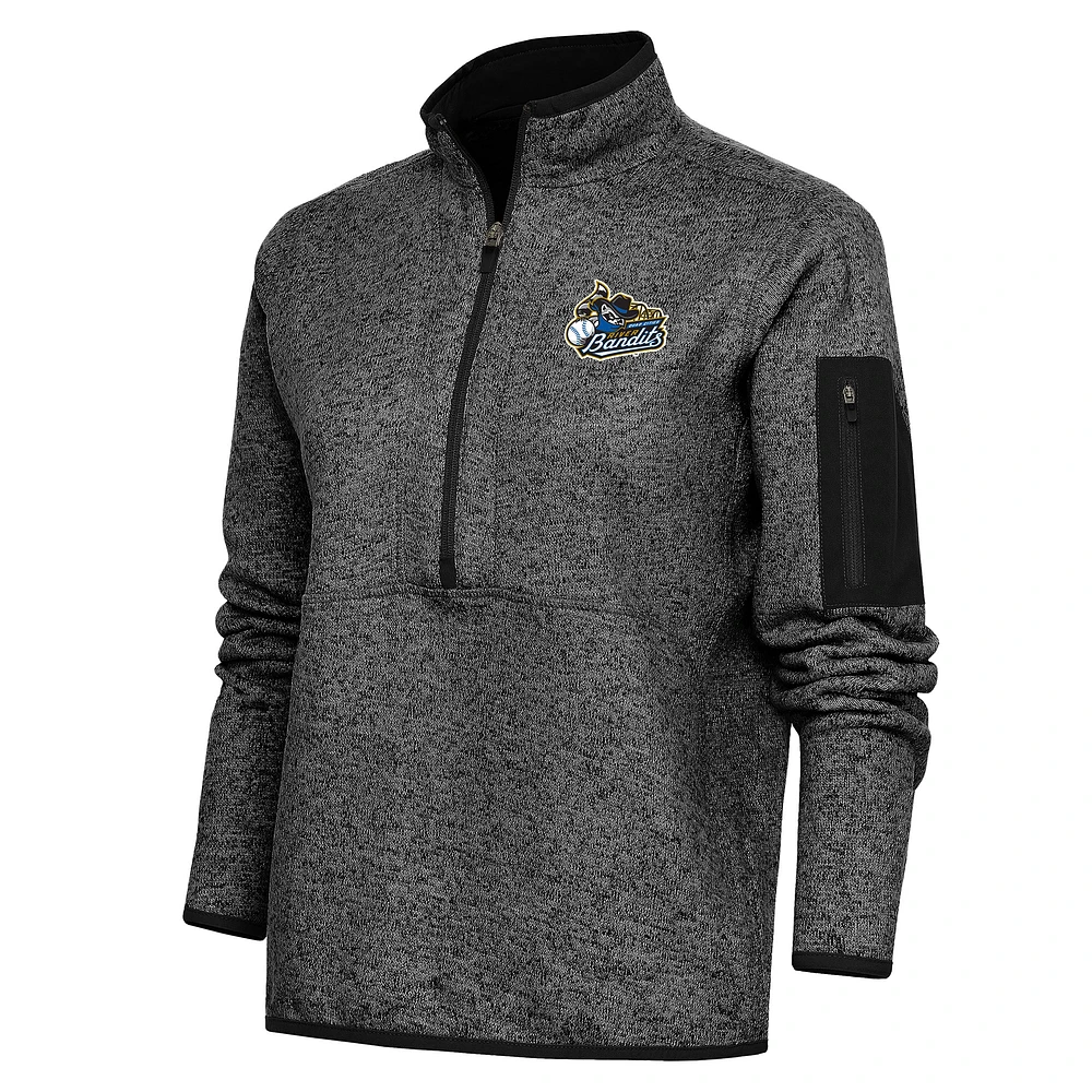 Women's Antigua Heather Quad Cities River Bandits Fortune Half-Zip Pullover Jacket