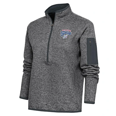 Women's Antigua Heather Charcoal Reading Phillies Fortune Half-Zip Pullover Jacket