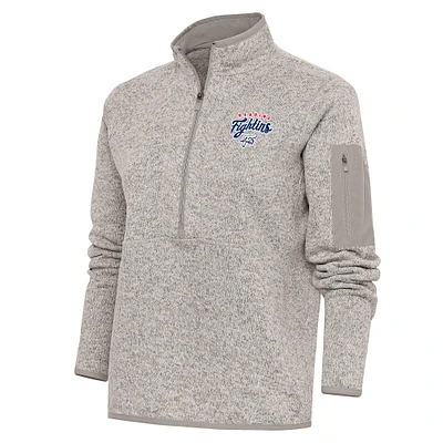 Women's Antigua Oatmeal Reading Phillies Fortune Half-Zip Pullover Jacket
