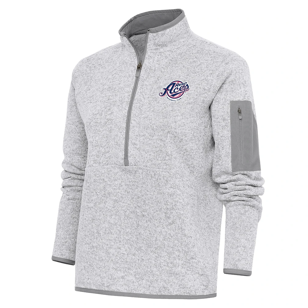 Women's Antigua Heather Gray Reno Aces Fortune Half-Zip Pullover Jacket