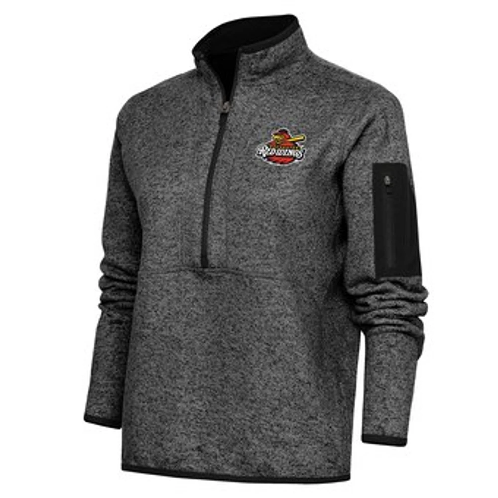 Women's Antigua Heather Rochester Red Wings Fortune Half-Zip Pullover Jacket
