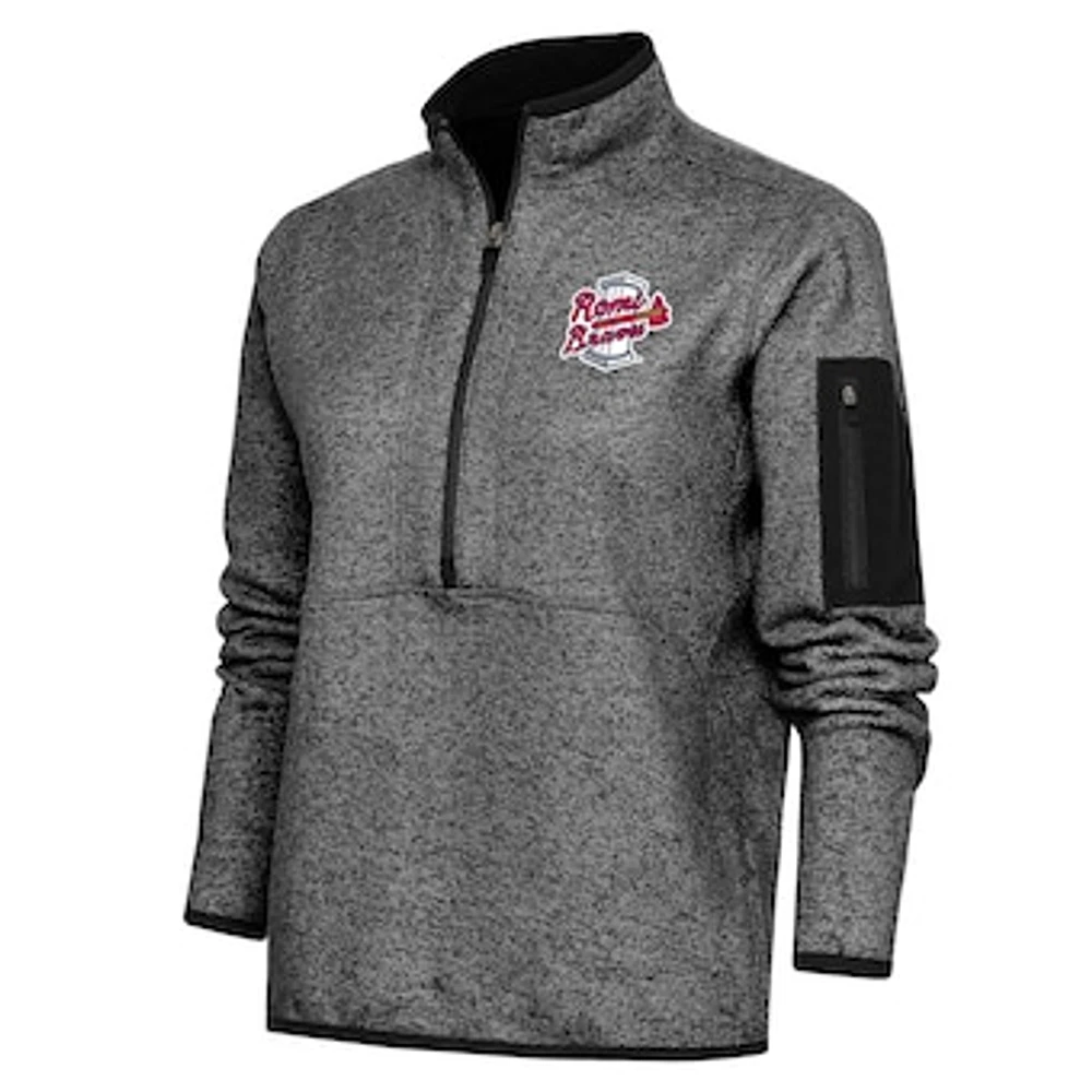 Women's Antigua Heather Rome Braves Fortune Half-Zip Pullover Jacket