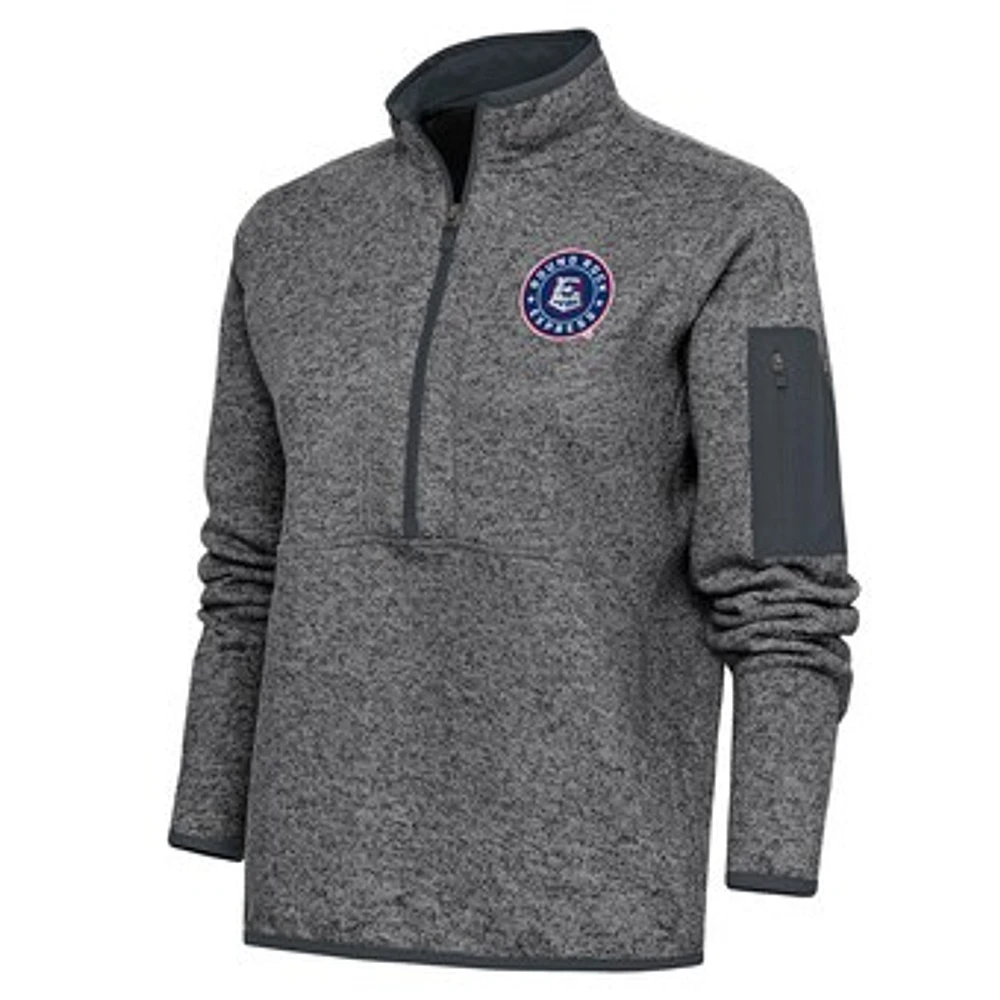 Women's Antigua Heather Charcoal Round Rock Express Fortune Half-Zip Pullover Jacket
