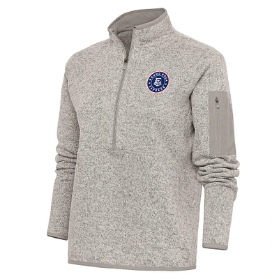 Women's Antigua Oatmeal Round Rock Express Fortune Half-Zip Pullover Jacket