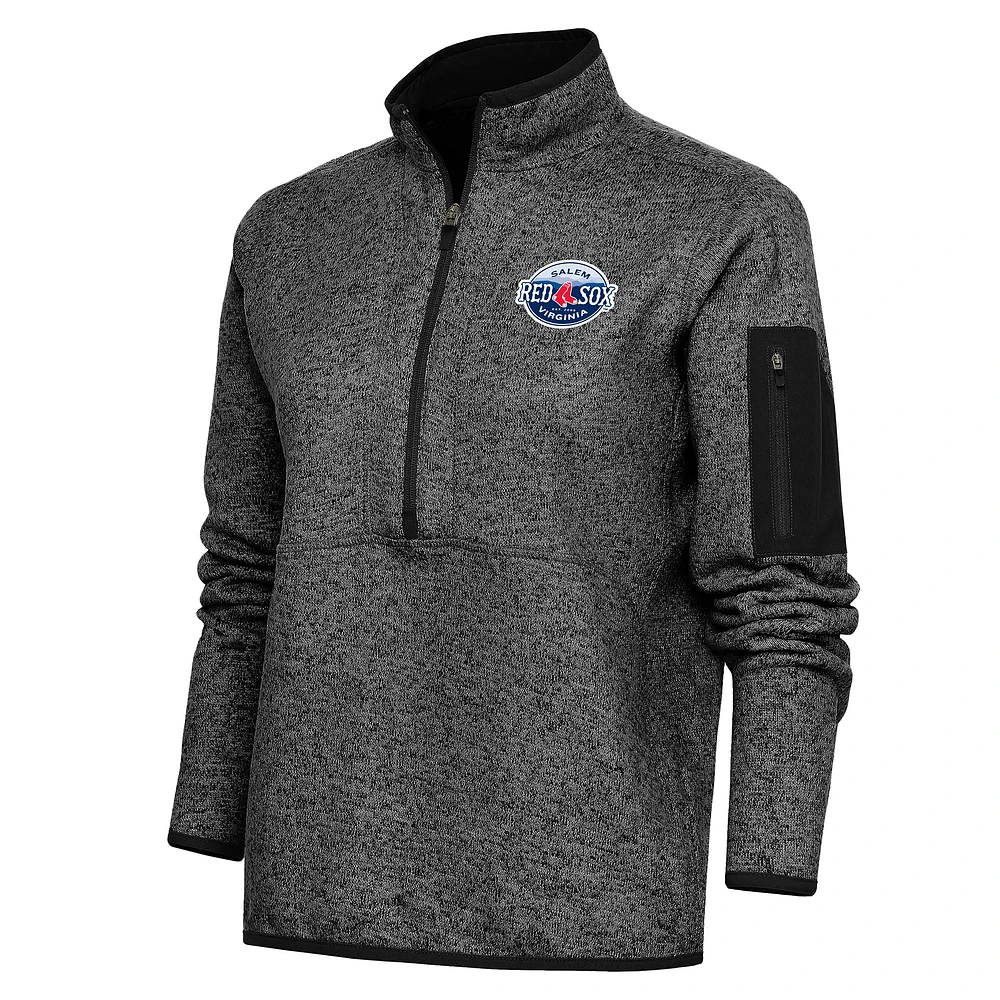 Women's Antigua Heather Salem Red Sox Fortune Half-Zip Pullover Jacket