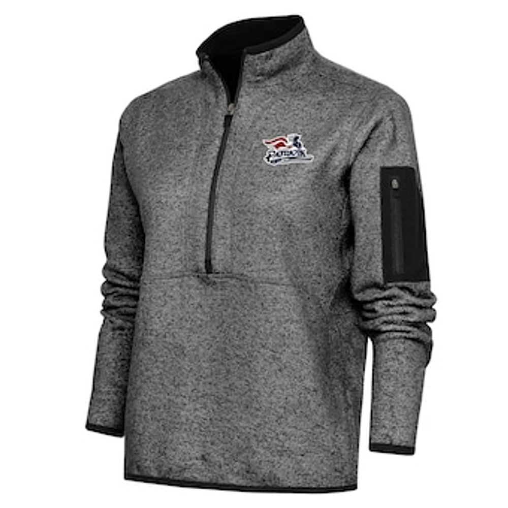 Women's Antigua Heather Somerset Patriots Fortune Half-Zip Pullover Jacket