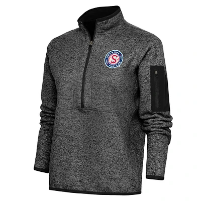Women's Antigua Heather Spokane Indians Fortune Half-Zip Pullover Jacket