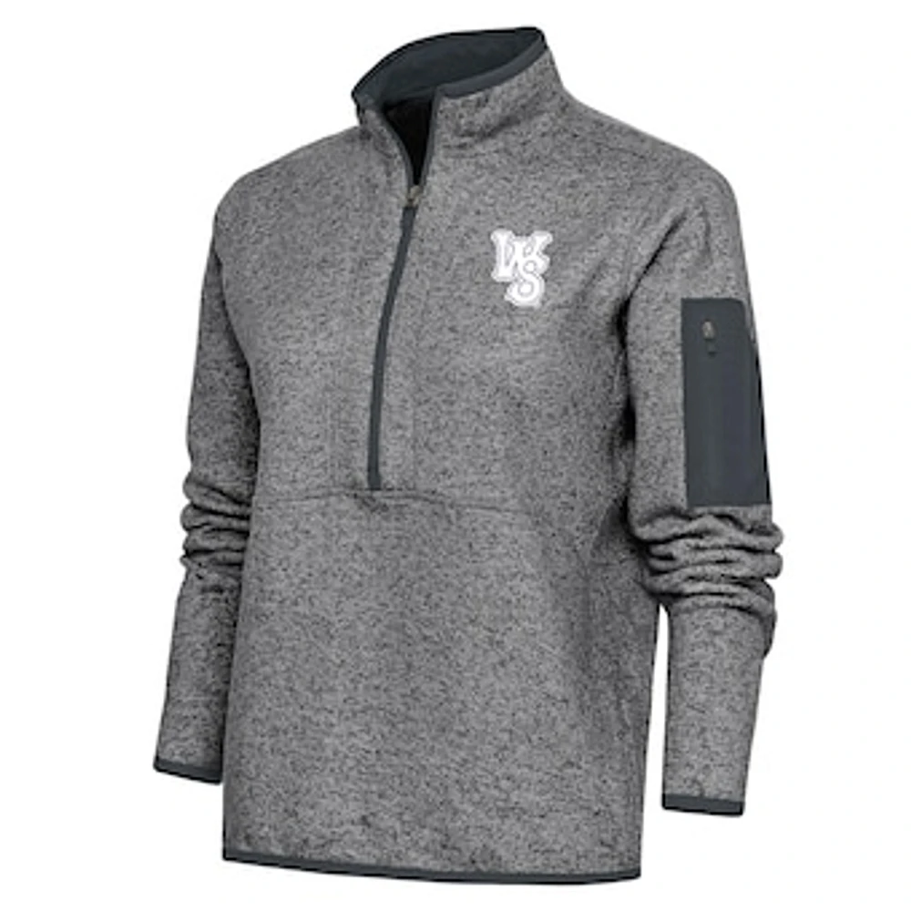 Women's Antigua Heather Charcoal Winston-Salem Dash Fortune Half-Zip Pullover Jacket