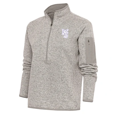 Women's Antigua Oatmeal Winston-Salem Dash Fortune Half-Zip Pullover Jacket