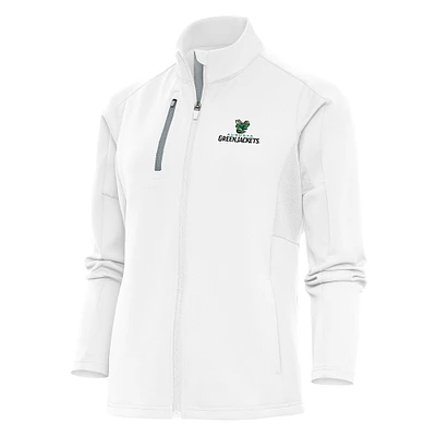 Women's Antigua White Augusta GreenJackets Generation Full-Zip Jacket