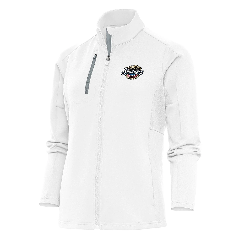 Women's Antigua White Biloxi Shuckers Generation Full-Zip Jacket