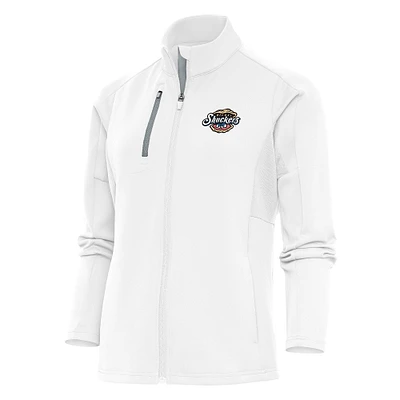 Women's Antigua White Biloxi Shuckers Generation Full-Zip Jacket