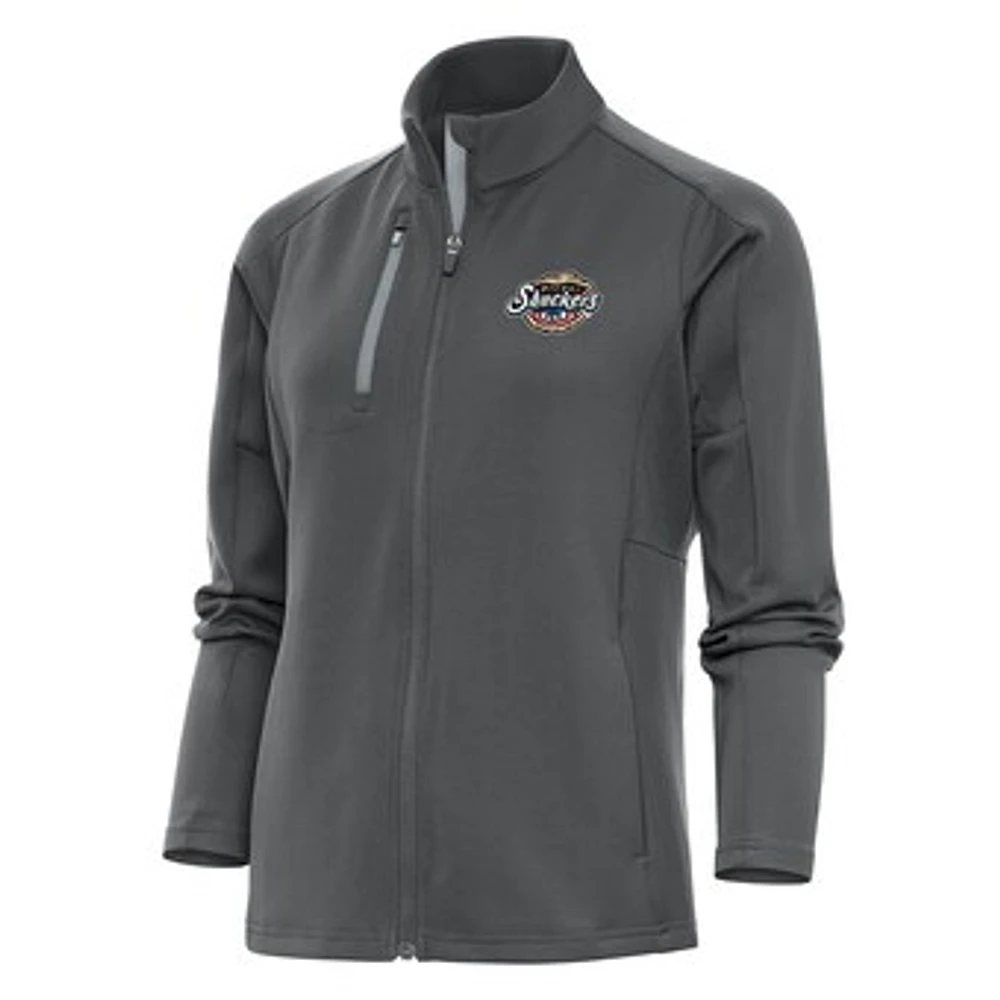 Women's Antigua Pewter Biloxi Shuckers Generation Full-Zip Jacket