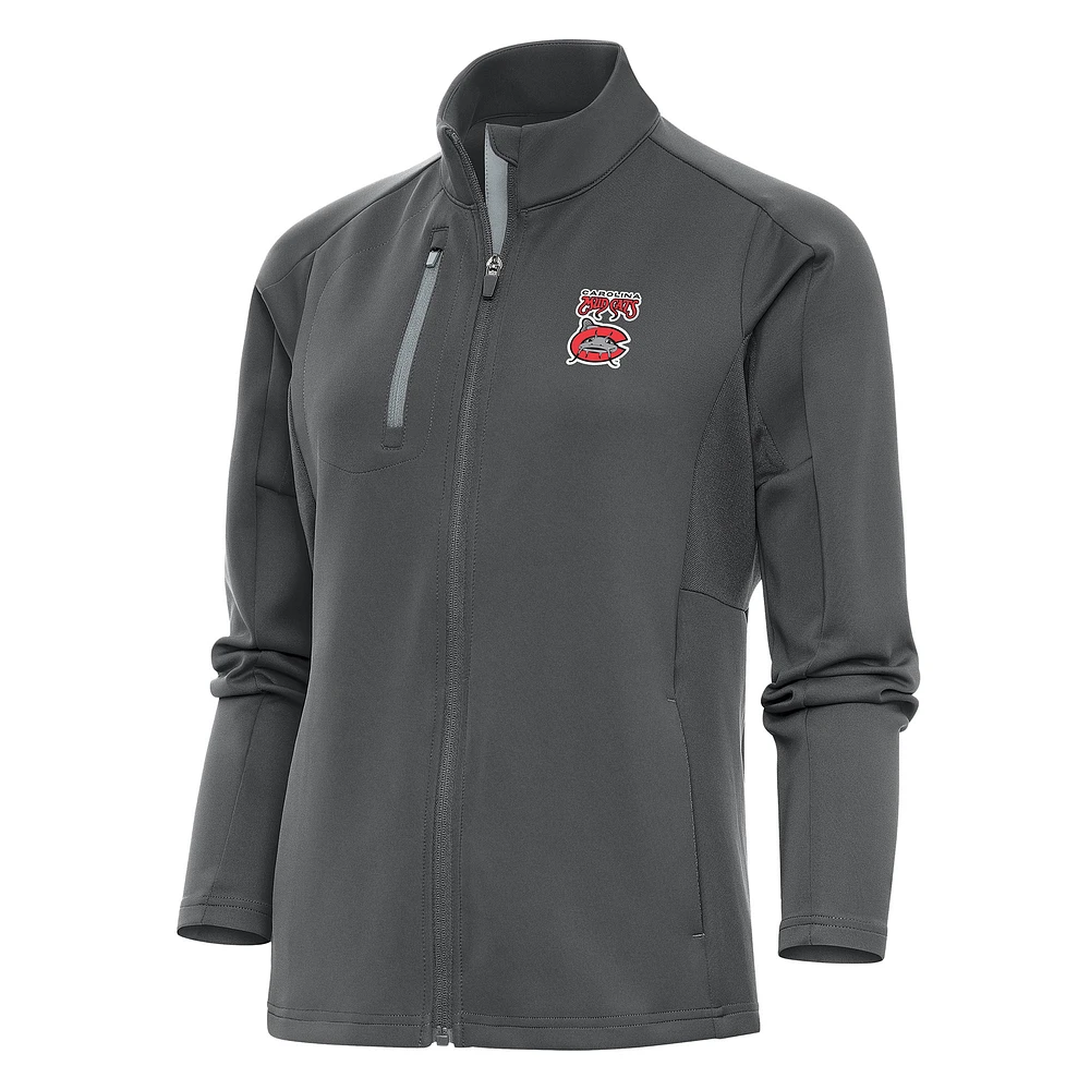 Women's Antigua Pewter Carolina Mudcats Generation Full-Zip Jacket