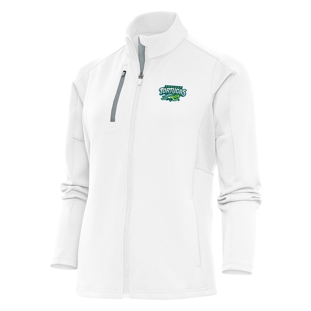 Women's Antigua White Daytona Tortugas Generation Full-Zip Jacket