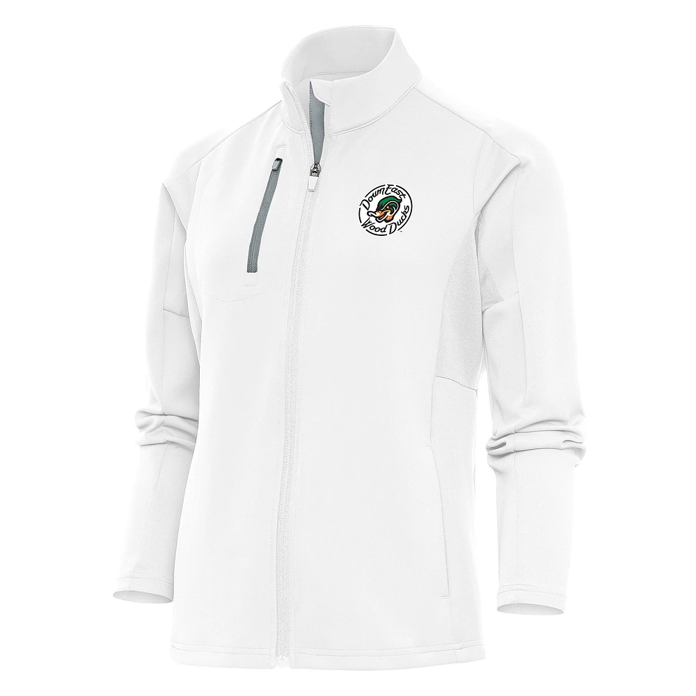 Women's Antigua White Down East Wood Ducks Generation Full-Zip Jacket