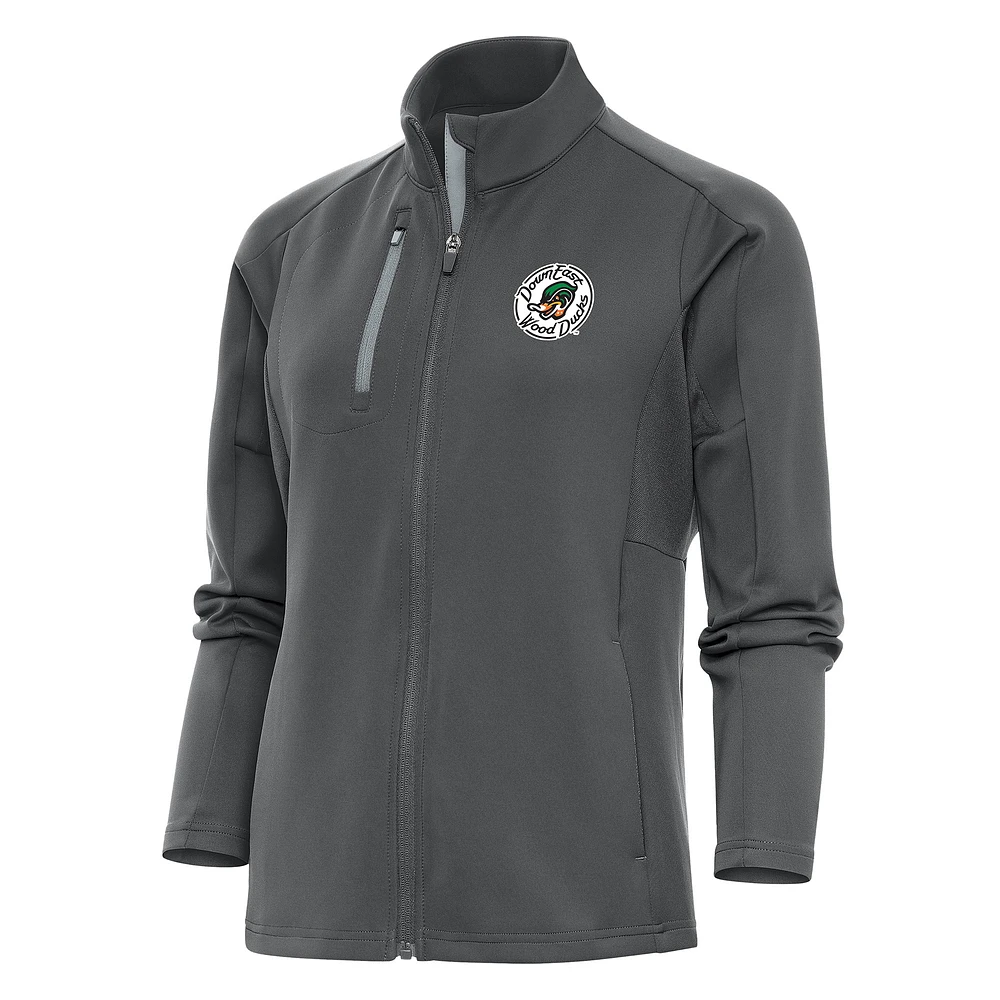 Women's Antigua Pewter Down East Wood Ducks Generation Full-Zip Jacket