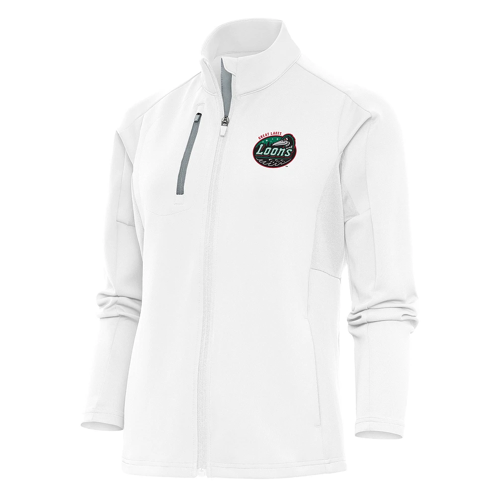 Women's Antigua White Great Lakes Loons Generation Full-Zip Jacket