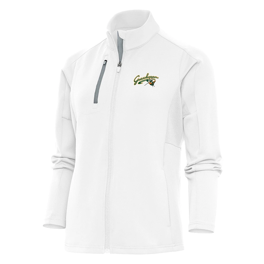 Women's Antigua White Greensboro Grasshoppers Generation Full-Zip Jacket