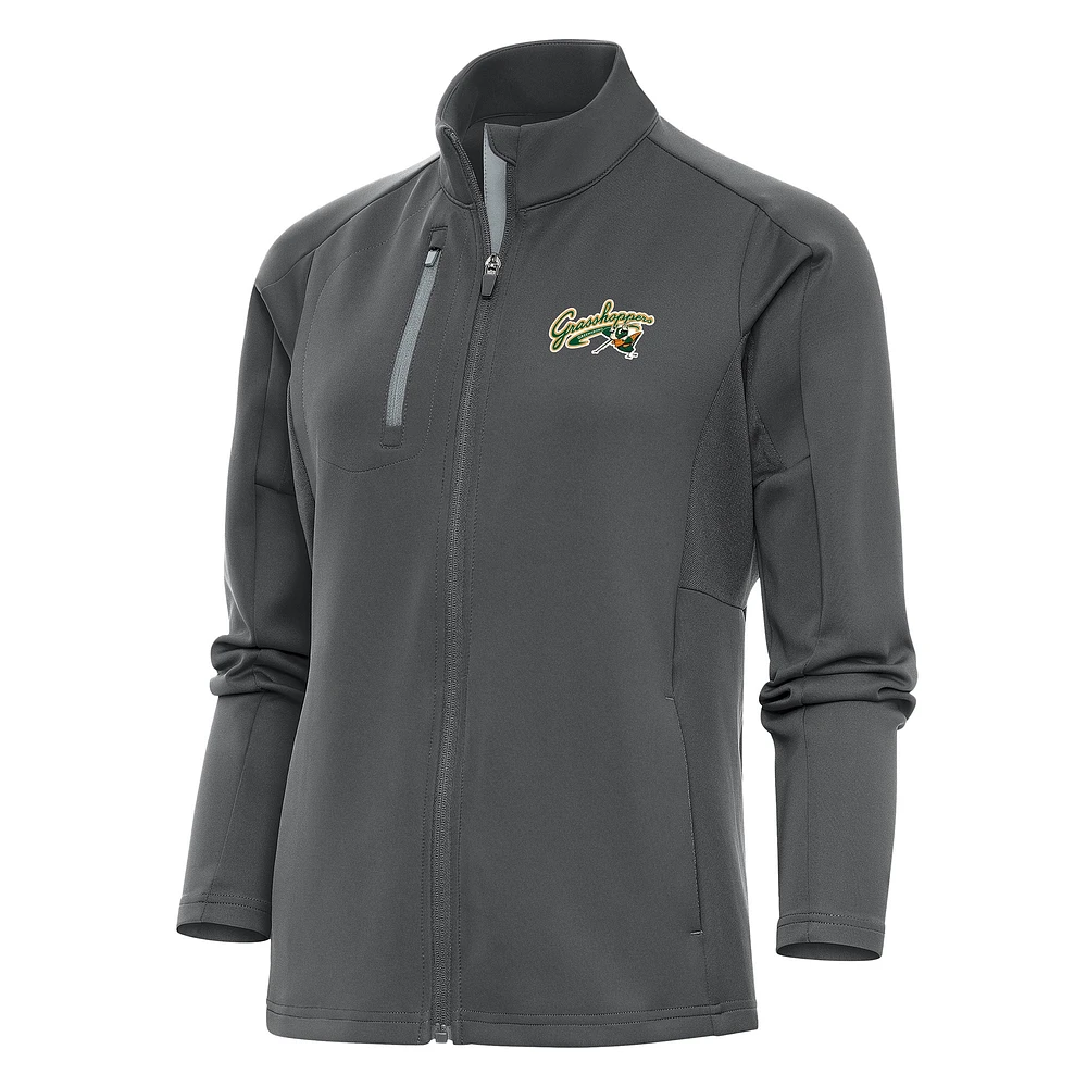 Women's Antigua Pewter Greensboro Grasshoppers Generation Full-Zip Jacket