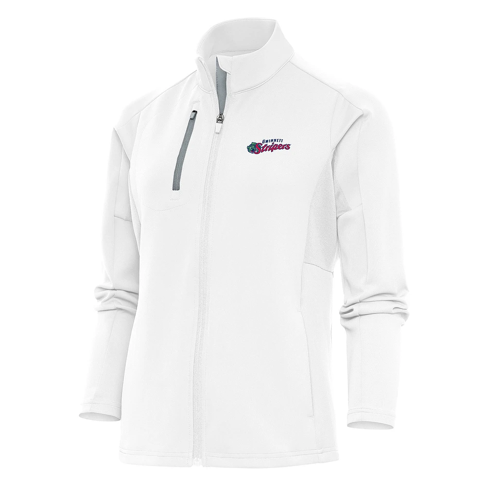 Women's Antigua White Gwinnett Stripers Generation Full-Zip Jacket