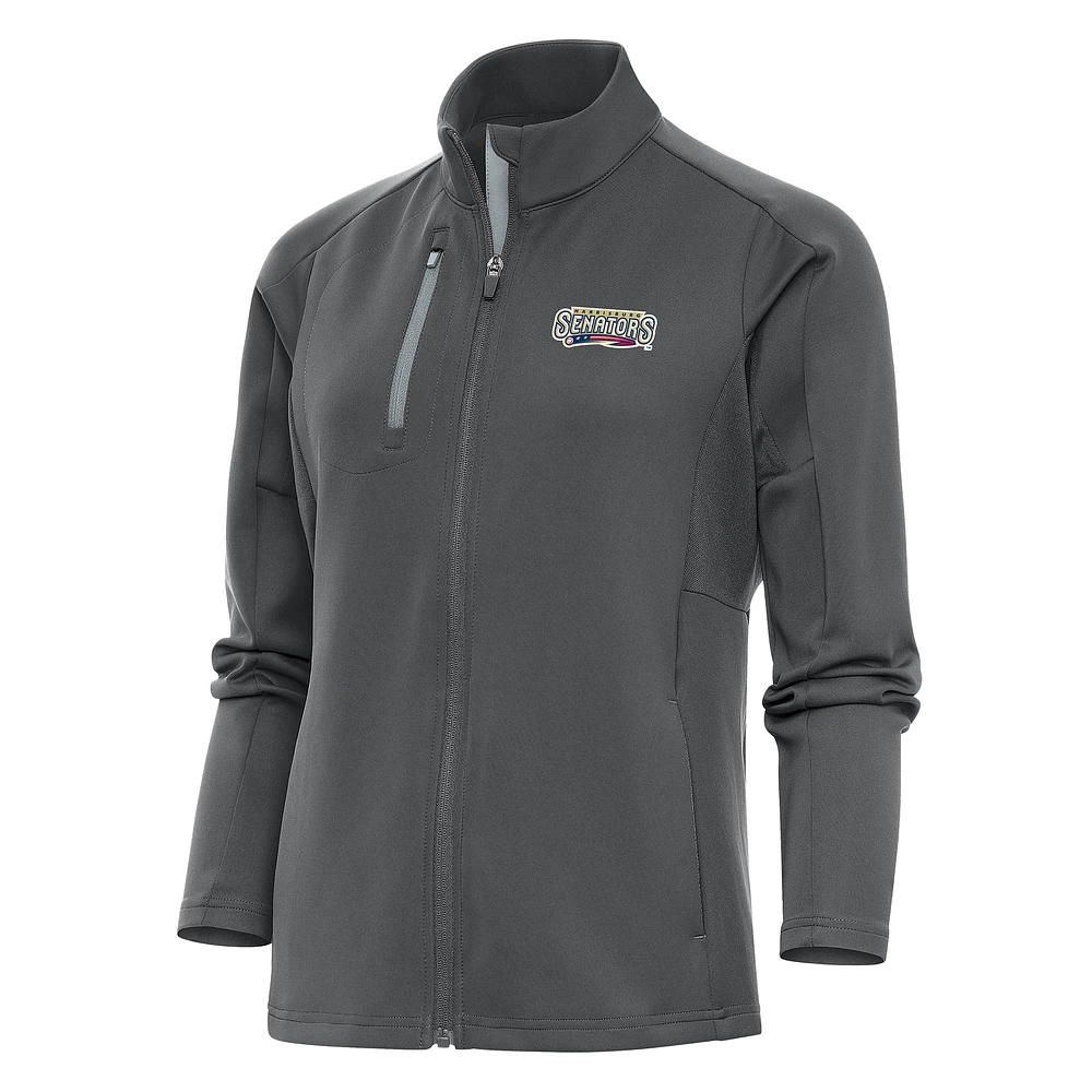 Women's Antigua Pewter Harrisburg Senators Generation Full-Zip Jacket