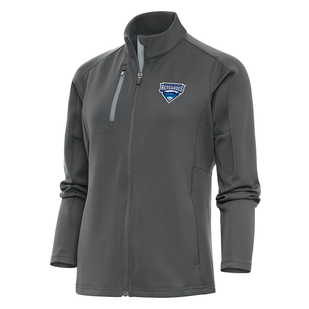 Women's Antigua Pewter Hudson Valley Renegades Generation Full-Zip Jacket